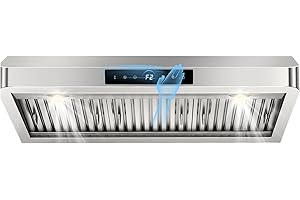 RAPSUAR 36 inch Range Hood Under Cabinet, 1200 CFM with 4-Speed Gesture Sensing & Touch Control, Stainless Steel Kitchen Stove Vent Hoods with 2 LED Lights, Time Setting, Dishwasher-Safe Baffle Filters
