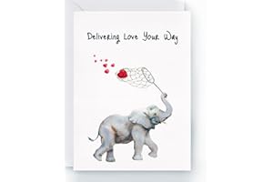 Watercolor Elephant "Thinking of You" Card – "Delivering Love Your Way" – Heartfelt Encouragement & Support Card for Friends,