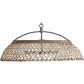 Capital Lighting 340862GK Rainey Rustic Natural Rattan Dome Pendant, 6-Light 360 Total Watts, 13" H x 29" W, Grey Wash/Antiqu