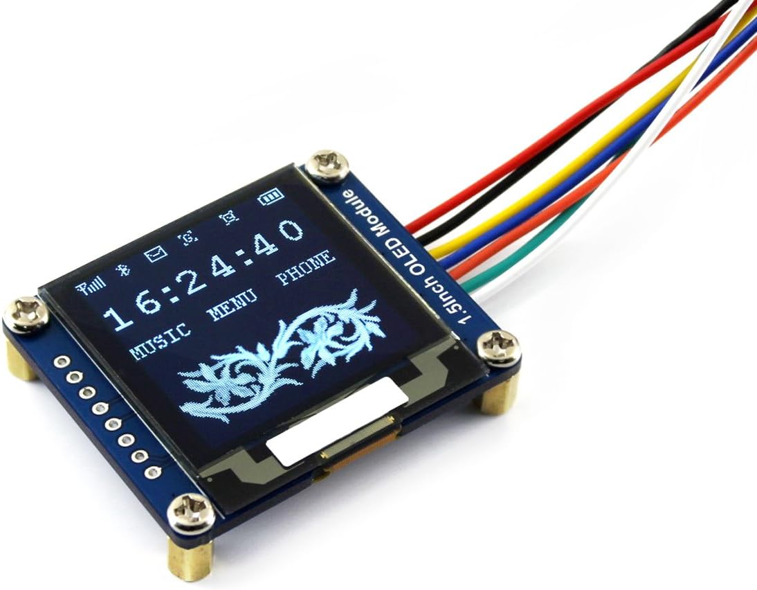 Waveshare 1.5inch OLED Display Module 128x128 Pixels 16-bit Grey Level with Embedded Controller Communicating via SPI or I2C Interface
