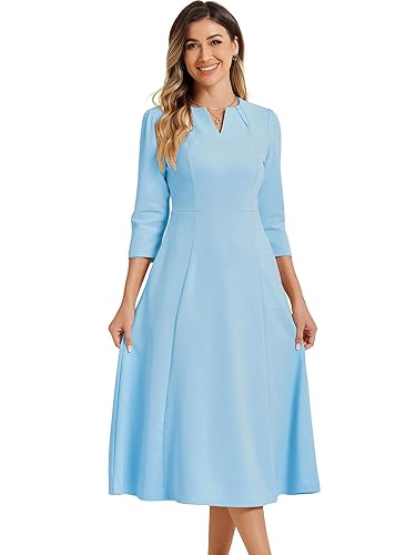 sachin and babi light blue dress Printed Casual Midi Dress With 3/4 Sleeves main image 0