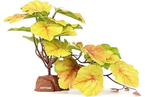 CRITTZOO Reptile Fake Plants for Terrarium Decor, Snake Tank Accessories for Leopard Gecko Ball Python Bearded Dragon Crested Gecko Tortoise Frog Lizard Spider - Fake Heuchera Micrantha Yellow