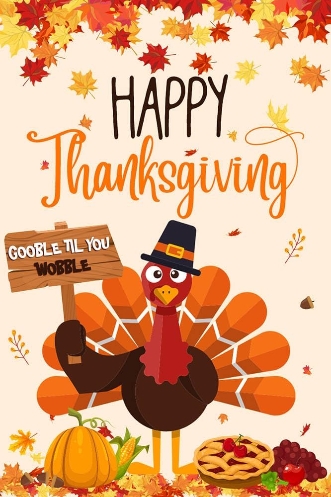 Flags - Mocsicka Thanksgiving Garden Flag 12×18 Inch Give Thanks Double Sided Yard Decor Fall Leaves Turkey Happy Thanksgiving Holiday Porch Door Decorations (orange)