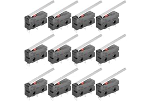 MXRS Micro Limit Switch, 2.2 inch Micro Switch with Lever SPDT 1NO 1NC, 3 Pin Push Button Momentary Limit Switch AC 5A 125V 250V (12 pcs)