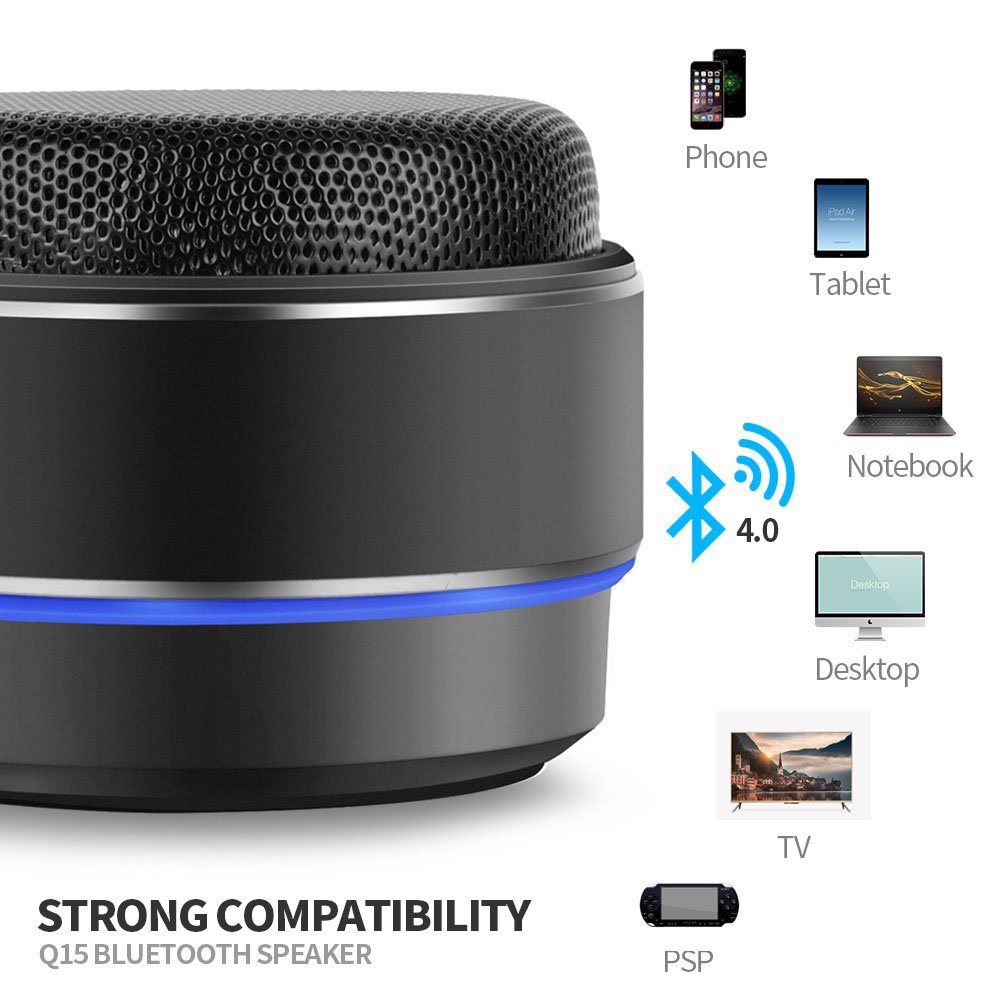 Bluetooth Speaker, Hcman wireless speakers with bluetooth 4.1,Built-in Mic for Hands-Free, SD/TF Card Slot for iPhone iPad PC Cellphone - Black