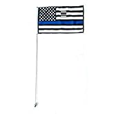 JLP 6-ft Tall 1/4 In pole 19x12 In Flag Go-Kart Off-Road Out Door Sports 4X4 Whip PWC-ATV-UTV-SXS Motorcycle Safety High visibility and wind resistance Flag Blue Line