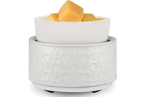 mocosa Ceramic Wax Warmer Wax Melt Warmer for Scented 3-1 Electric Candle Warmer Home Fragrance Wax Burner as Gifts for Mom Grandma Women(White-Fan Shaped)