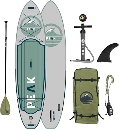 Peak Expedition Inflatable Stand Up Paddle Board Durable Lightweight Touring SUP with Stable Wide Stance 11' Long x 32" Wide x 6" Thick