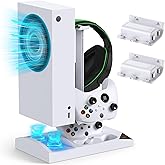 Charger Stand Cooling Fan for Xbox Series S Console & Controller,Vertical Dual Cooler System Charging Dock Accessories with 2