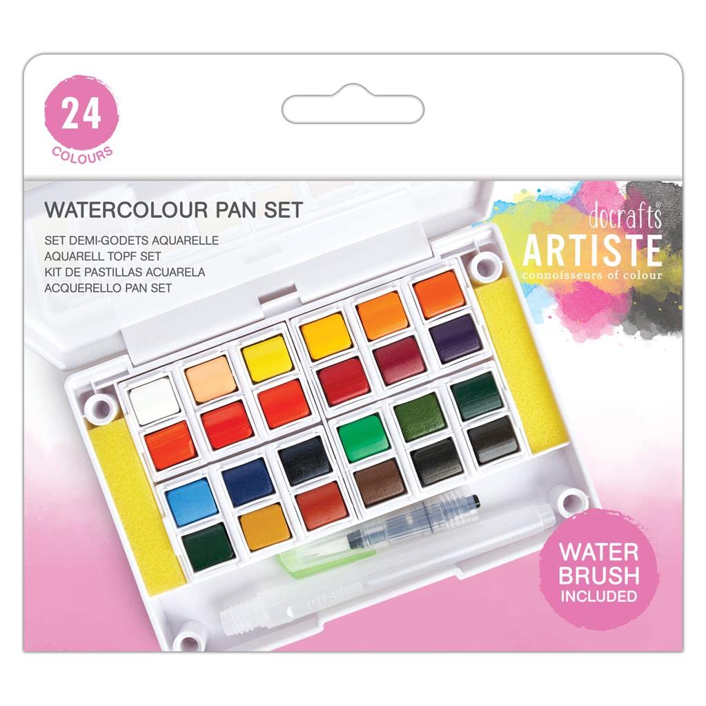 Artiste Watercolour Pan Set - 24 Colours with Water Brush