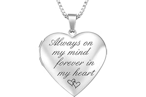 GOKING Love Heart Locket Necklace That Holds Pictures, Initial Alphabet A-Z Photo Lockets