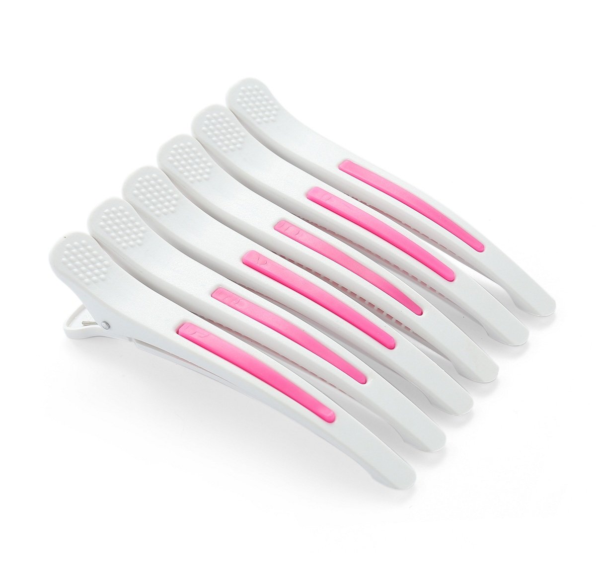 6Pcs/set Pinup Plastic Duck Bill Hair Clips for Sectioning Hair - Professional Non Slip Silicone band Clips Salon DIY Accessories Hairpins Hairgrip for Women(White-Style2)