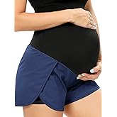 POSHGLAM Women‘s Maternity Shorts Over Belly Workout Running Casual Summer Pregnancy Shorts