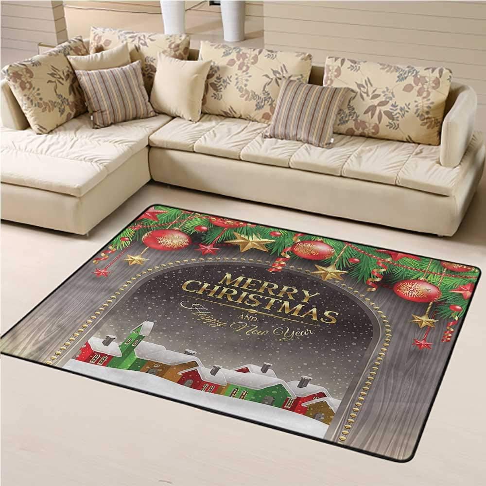 Area Rug Christmas, Vintage Wood Design Super Soft & Cozy Rugs Ultra Soft, Luxury Carpet for Home 5 x 8 Feet