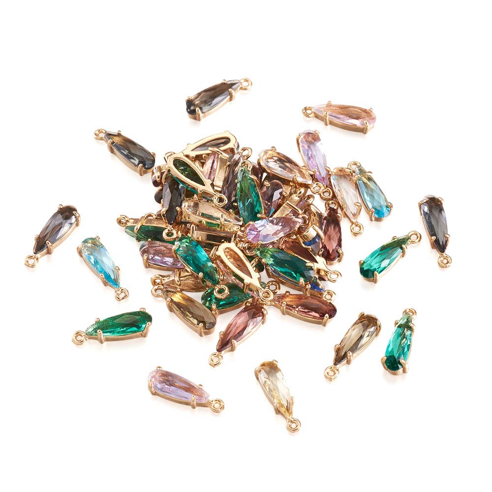 Craftdady 50pcs Teardrop Glass Pendants Beads Waterdrop Crystal Pendants Charms Rhinestone Jewelry Findings for Bridal Necklace Earrings Jewelry Making