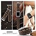 top4cus Genuine Leather iwatch Strap Replacement Band Stainless Metal Clasp, Compatible with Apple Watch 42mm 44mm 45mm Series 7/6/SE/5/4/3/2/1 and Sport Edition (42mm/44mm/45mm, Vintage Brown)