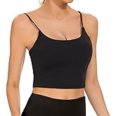 Tandisk Womens Longline Sports Bra Workout Padded Crop Tank Yoga Running Top
