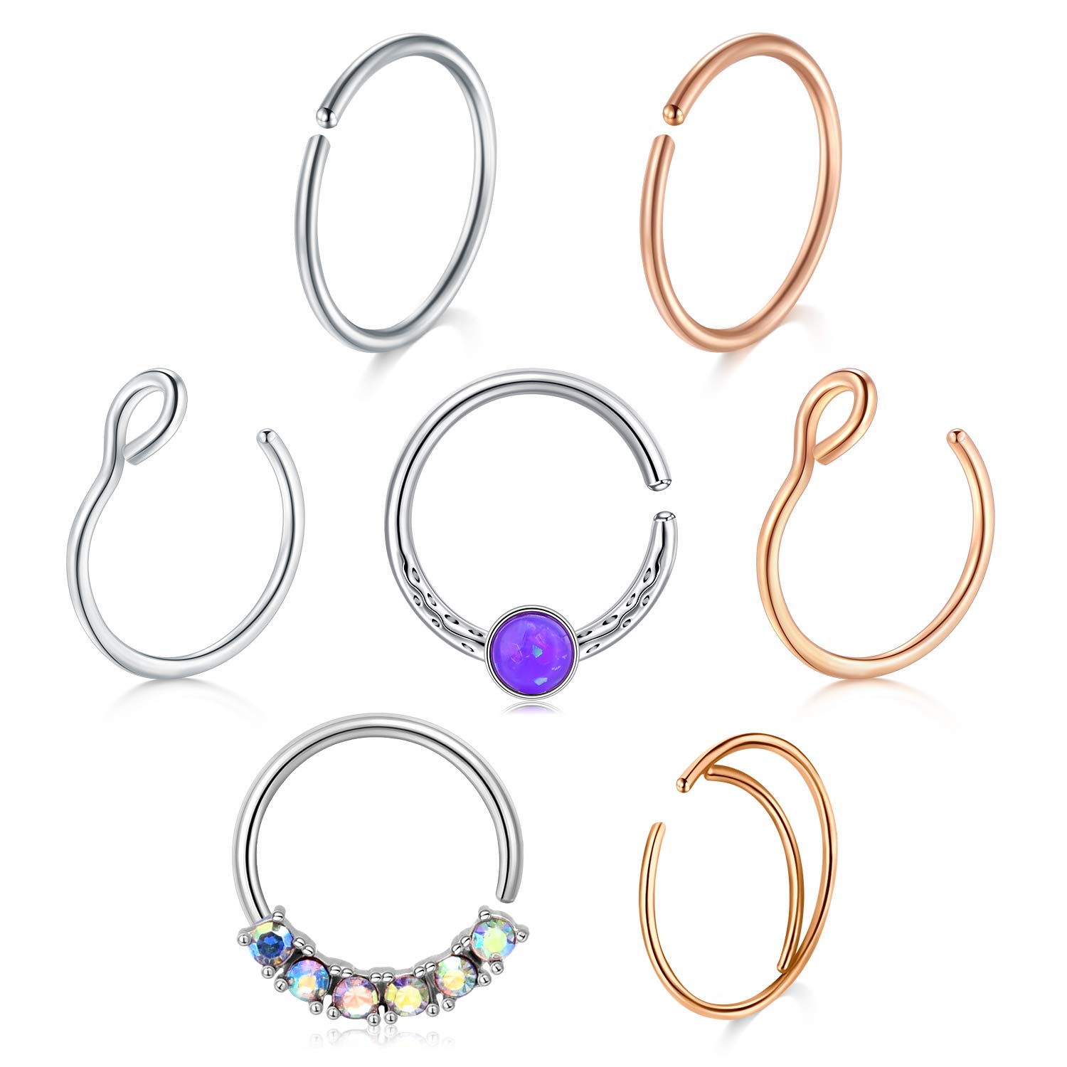 VFUN Nose Rings Stainless Steel Nose Hoops Piercing for Women Daith Piercing Jewellery Cartilage Earrings Nose Ring