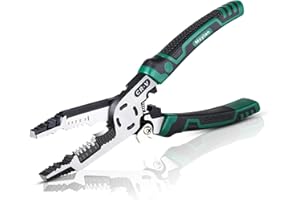 9-in-1 Wire Stripper Tool, Heavy Duty Cable Cutters, C-RV Multifunctional Needle Nose Pliers for Electric Cable Stripping, Cu