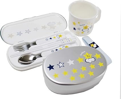 Amazon ランチ３点セット 内ブタ付アルミお弁当箱 カトラリーセット 耐熱コップ スマイリースター柄 Smilish スマイリッシュ 弁当箱