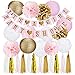Pink and Gold Baby Shower Decorations for Girl - ITS A GIRL Banner & BABY SHOWER Banner, Tassel Garland, Paper Pom Poms Tissue Flower Nursery Gender Reveal Party Kit Decor
