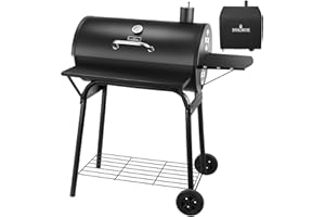 GENERIC Charcoal Grills Outdoor BBQ Grill 30INCH Barrel Charcoal Grill with Side Table, 627 Square Inches, Outdoor Backyard Camping Picnics, Patio and Parties, Black by DNKMOR