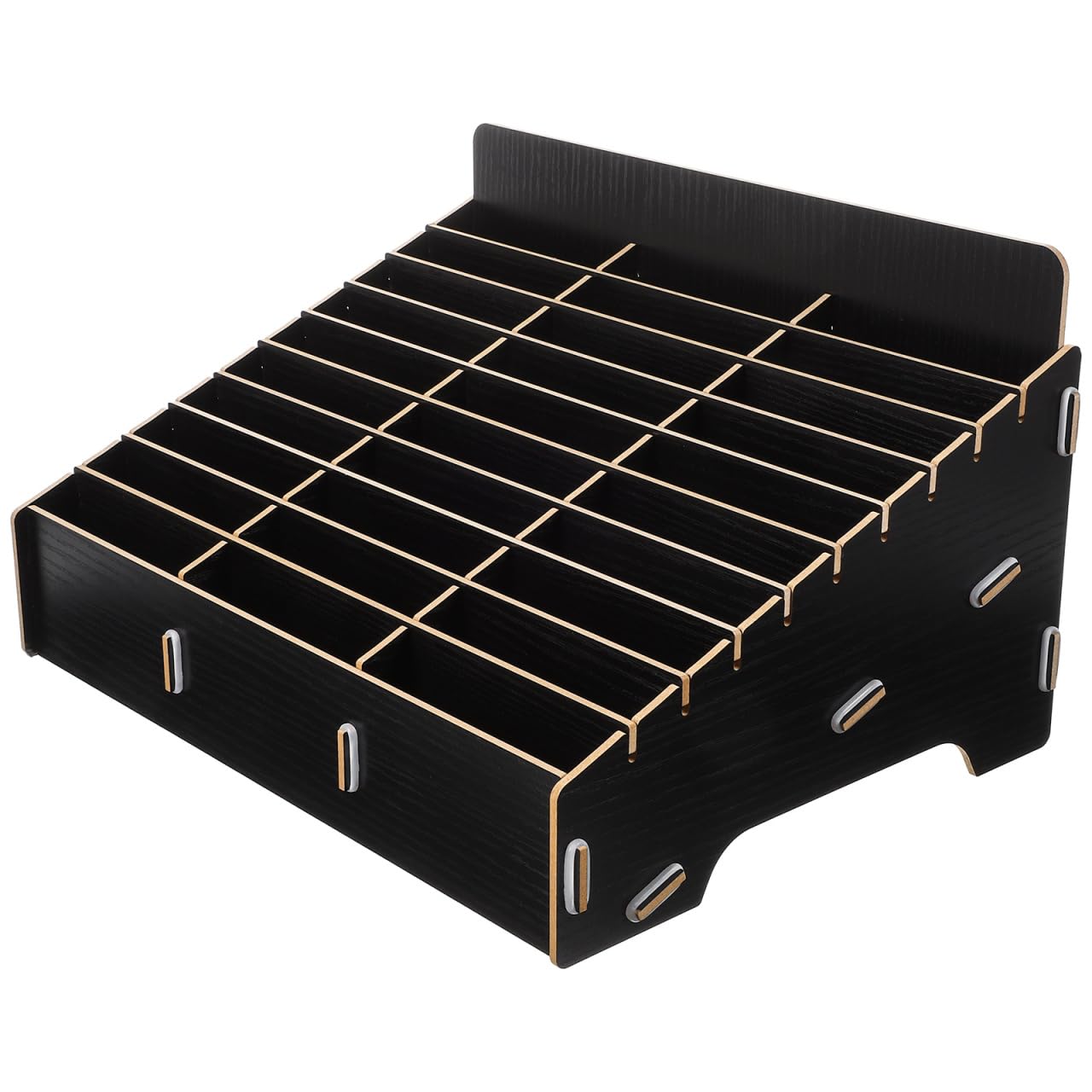 Operitacx Wooden Storage Box with 30 Compartments Divided Mobile Phone Organizer for Office Desk and Classroom Desktop Storage Box for Phone Parts and Accessories