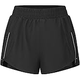 LALA BIRDS Athletic Shorts for Women High Split Running Workout Quick Dry Shorts with Liner(No Pocket)