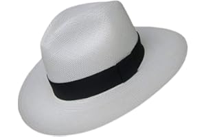 Genuine Montecristi Ecuador Panama Hat - 100% Handmade with TOQUILLA Straw White, White, 7-7 7/8