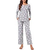 Bestbee Womens 2 Piece Pajama Set, Lounge Outfits Button-Down Sleepwear Set Long Sleeve With Pockets Ladies Pjs Set