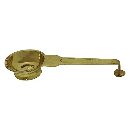LotusFeet Spirituality Traditional Brass Puja Arthi Holder- Gold (Standard)