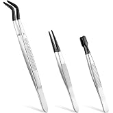Macuezu 3 Pcs Rubber Tipped Tweezers, Coated Precision Tweezers | PVC Silicone Tweezers, Straight Flat Tip Long Bent Tweezers for Crafts, Stamps, Beads, Lashes, Laboratory Work, Electronics
