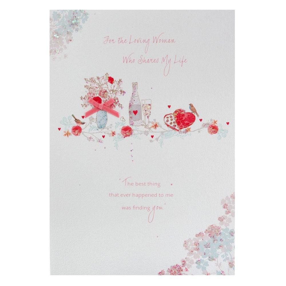 Hallmark Medium Woman In My Life Traditional Iridescent Glitter Pink Bow Attachment Linen Effect Birthday Card