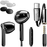 jechan Semi-in-Ear Wired Earbuds with ENC Microphone Call Noise Cancelling,Stereo Bass,Installable Ear Hooks,Clear Calling,Comfortable Fit Wired Earphones Heavy Bass Noise Reduction