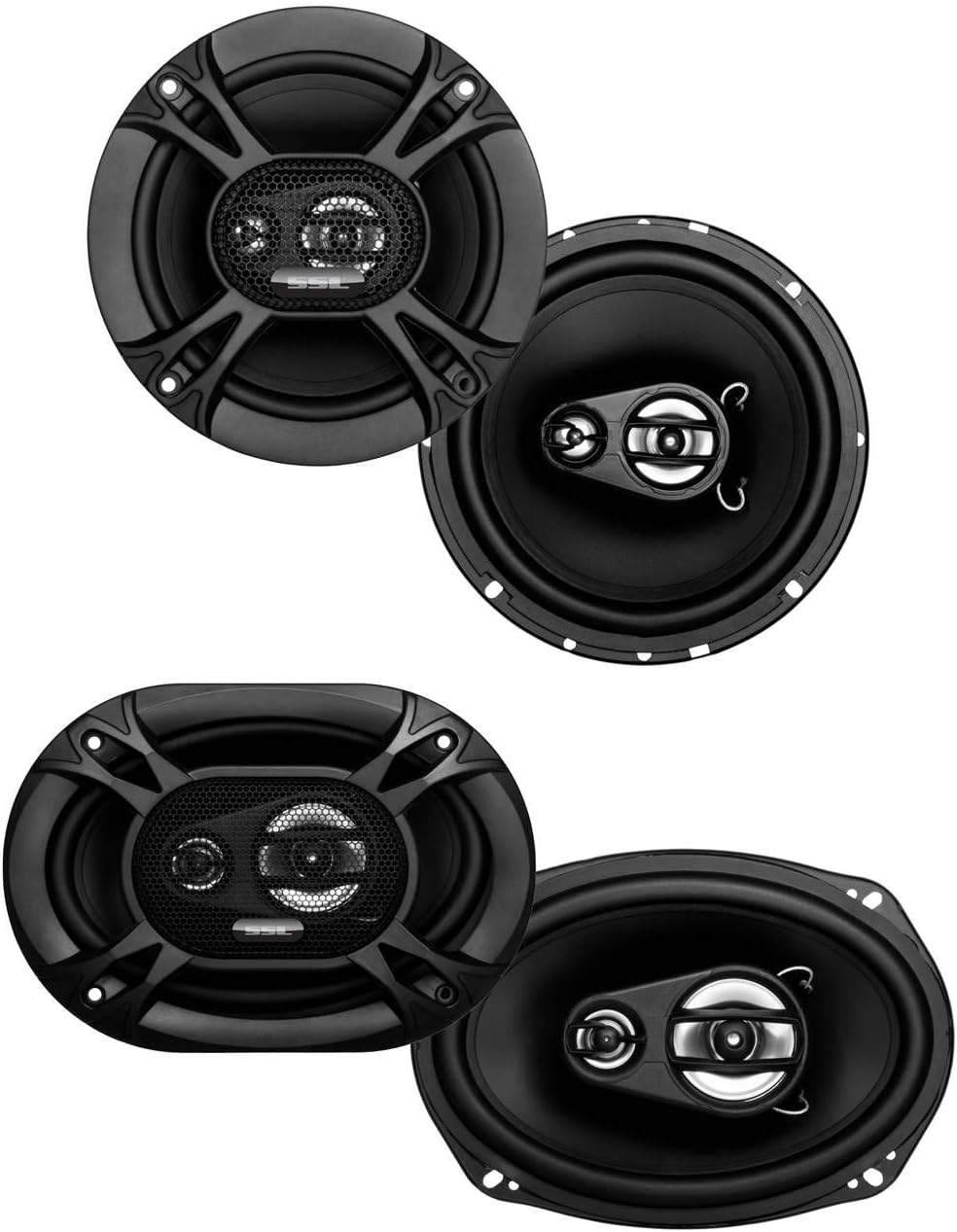 Soundstorm 6.5 Inch 150W 3-Way (2 Pack) + 6x9 Inch 300W Coaxial (2 Pack) Car Speakers