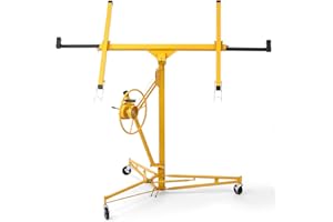 Rovibek Drywall Lift 11FT, Drywall Jack Lift for Ceiling, 360° Adjustable Drywall Panel Hoist, 150LBS Heavy Duty Drywall Lifter, Foldable Sheetrock Lift, Drywall Lift for Home Improvement (Yellow)