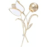 EMEGCY Rhinestone Flower Brooch Austrian Crystal Flower Pin 18k Gold Plated Floral Brooch Lapel Pin Jewelry Mother's Day Birthday Gifts for Mom Wife