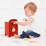 SOKA Wooden Elephant Post Box Toy Montessori Colors Shapes Numbers Pretend Play view 2