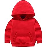 YAGATA Toddler Sweatshirt Boys Girls Cotton Pullover Hoodie Casual Kids Long Sleeve Solid Fall Winter Hooded Tee Tops Blouse2-3T Red 100