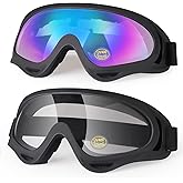 LMAVAG Motorcycle Goggles 2 Pack, Dirt Bike ATV Goggles Motocross Riding Racing Eyewear Off-Road MX Bike & Ski Goggles UV400 Anti-Fog Impact-Resistant Dustproof Goggle for Adult Youth Kids