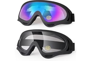 LMAVAG Motorcycle Goggles 2 Pack, Dirt Bike ATV Goggles Motocross Riding Racing Eyewear Off-Road MX Bike & Ski Goggles UV400 Anti-Fog Impact-Resistant Dustproof Goggle for Adult Youth Kids