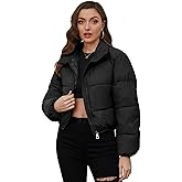 Yimoon Women's Cropped Puffer Jacket Quilted Lightweight Stand Collar Full Zip Short Down Jacket