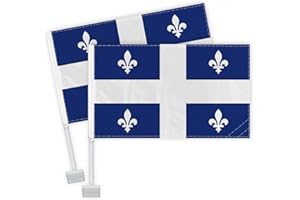 2 PCS Quebec Car Flag,Heavy duty Canada Province Québec Decor,Two Layer Digital Printed 150D Banner For Car Vechile Truck