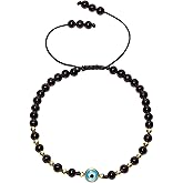 Wizock Spiritual 4mm Crystals Beaded Bracelets Simple Protection Handmade Adjustable Bracelets for Women Evil Eye Jewelry Good Luck