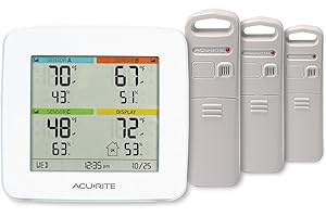 AcuRite 01094M Temperature & Humidity Station with 3 Indoor/Outdoor Sensors, White