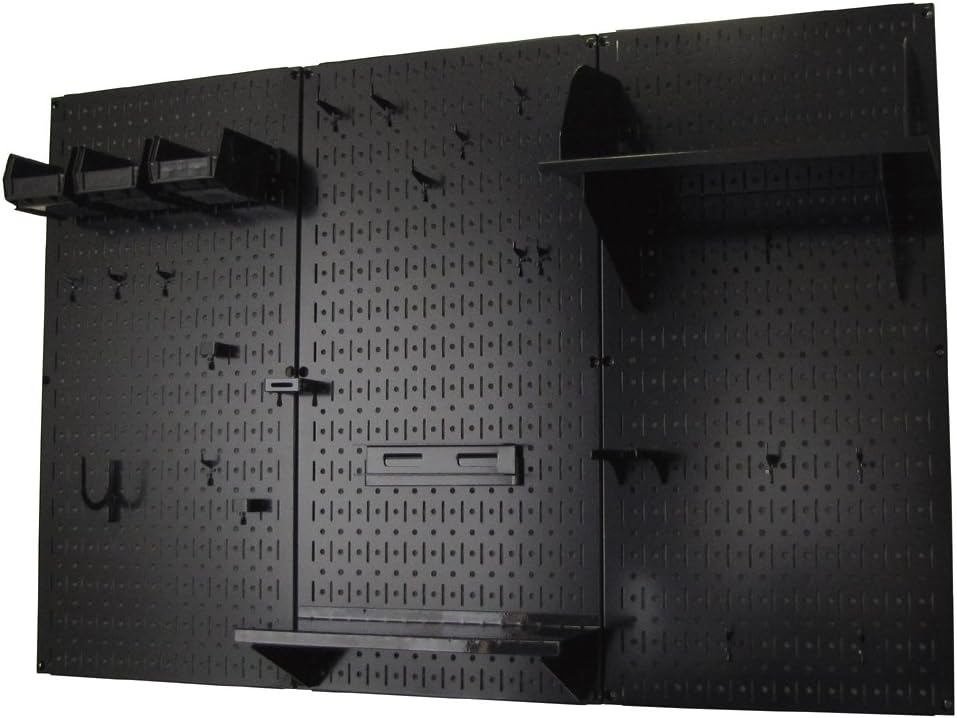Pegboard Organizer Wall Control 4 ft. Metal Pegboard Standard Tool Storage Kit with Black Toolboard and Black Accessories - Wall Racks - 