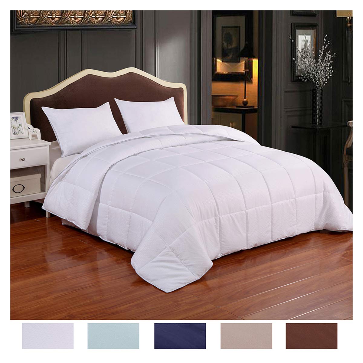 Homelike Moment Lightweight Comforter Down Alternative Comforter Queen All Season Duvet Insert White Microfiber Comforter with Corner Tabs Hypoallergenic Full/Queen Size