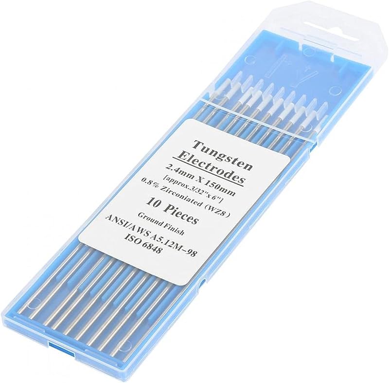 Vikye 10Pcs Zirconiated Tungsten Electrodes WZ8 White Tip for AC TIG Welding