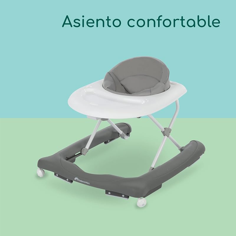 Explorer, Andador bebé, Primeros pasos, 3 alturas regulables, Centro de actividades con 12 melodías, Asiento acolchado, Base antivuelco, Para niños 6 meses – 12 kg, Grey Mist