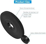 URAQT Fastening Tape Hook and Loop Cable Ties 10mm x 10m Black view 2